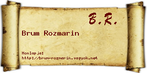 Brum Rozmarin névjegykártya